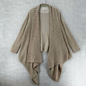 Saturday Sunday ANTHROPOLOGIE Medium Casado Tan‎ Waterfall Open Front Cardigan